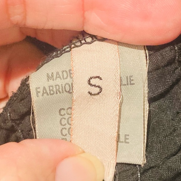 Made in Italy black semi sheer elastic smocked black tiered tank tonal polka dot - Picture 7 of 8